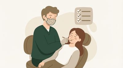 Illustration of a dentist examining a patient with a checklist