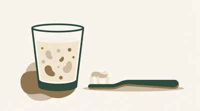 Illustration of a glass of water with minerals and a toothbrush